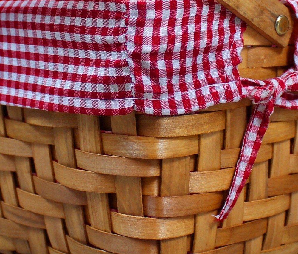 New Rectangular Basket Lined with Gingham Lining