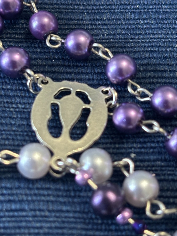 Catholic Rosary Purple and Lavender First Communion Holy Eucharist Handmade