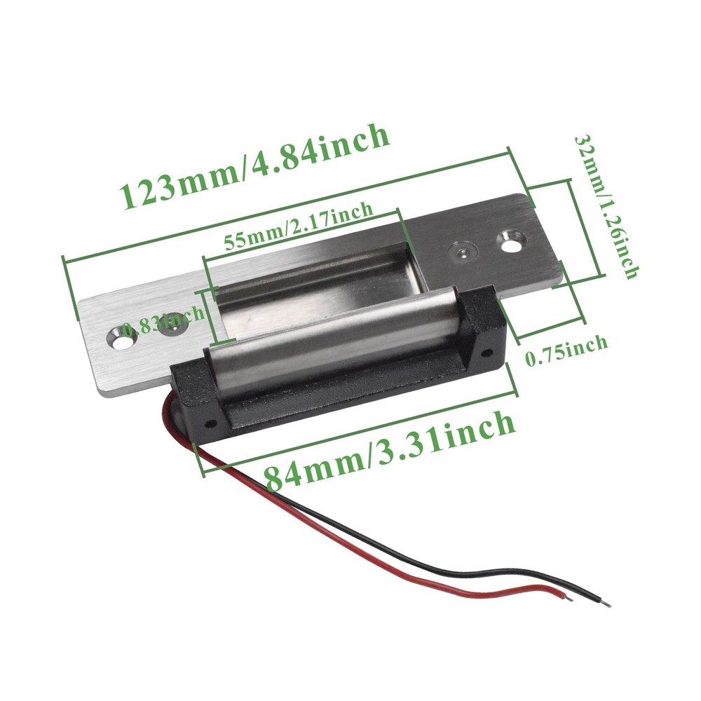 12VDC Fail-Secure/Fail-Safe Adjustable Electric Door Strike Lock - Black