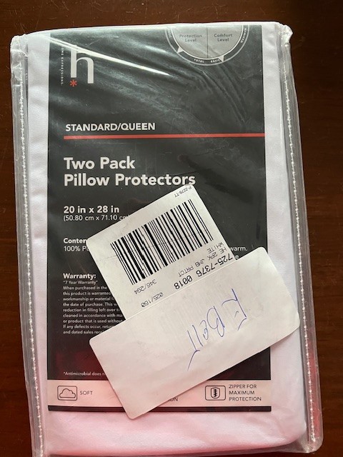NIB, white queen size pillow protectors 2 in pkg