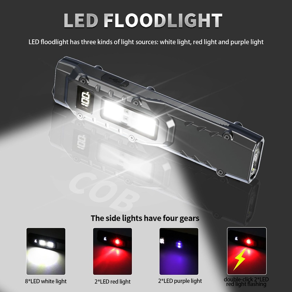 EDC Tactical Flashlight DT007, Compact 7 Mode Pocket LED Flashlight - 1500LM,...