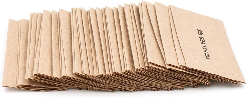 Half Dollar Flat Coin Wrappers Brown Paper Solid Bundle Of 100