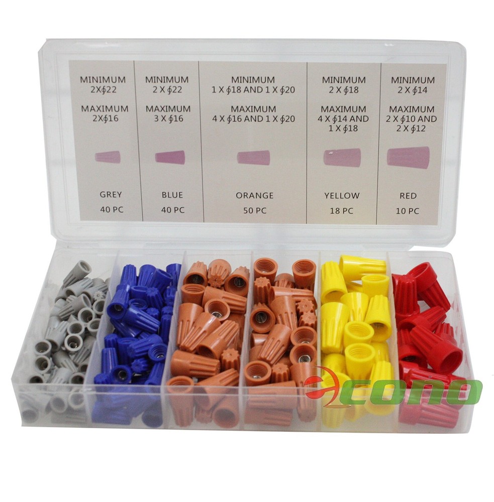 158pc Wire Twist Connectors Assortment Kit Caps Nuts w/Spring Insert Assortment