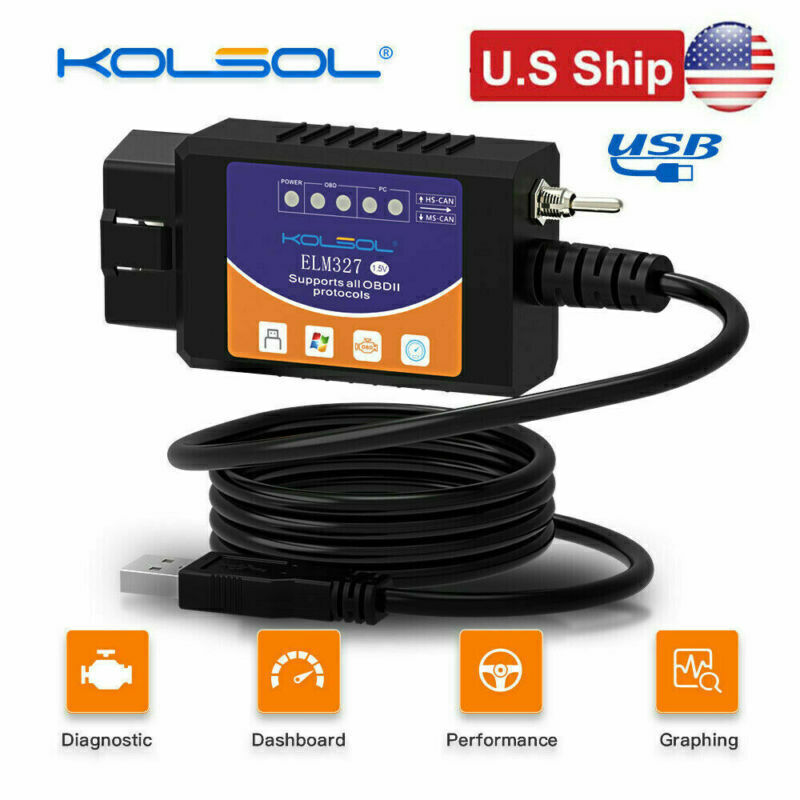 For Ford Forscan ELM327 USB Modify OBD 2 Scanner V1.5 MS-CAN HS-CAN Code Reader