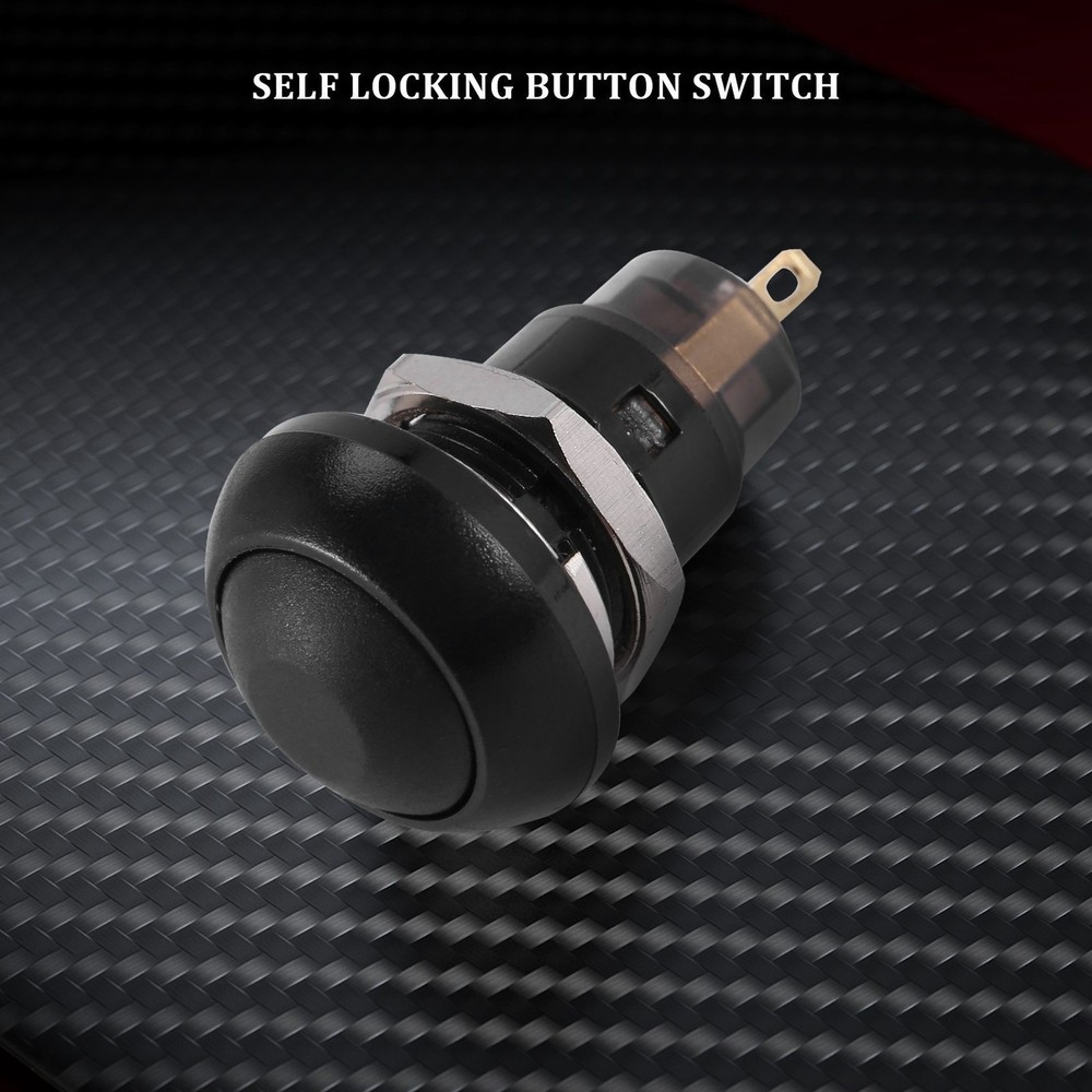 Latching 12mm Push Button SPST 2A IP67, Black B4O34934