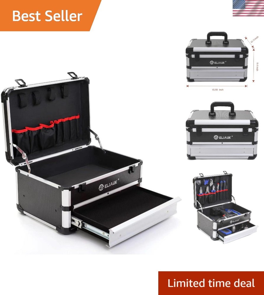 Compact Silver Tool Box with Bearing Slide Drawers - Organized Storage Solution
