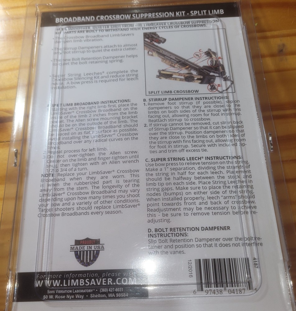 Limbsaver Crossbow Suppression Kit 4187, Split Bows , NEW