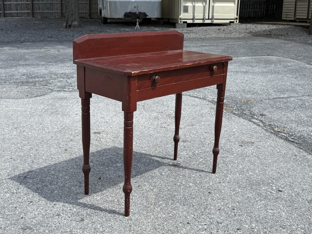 antique red painted console table server 1 drawer hall stand folk art