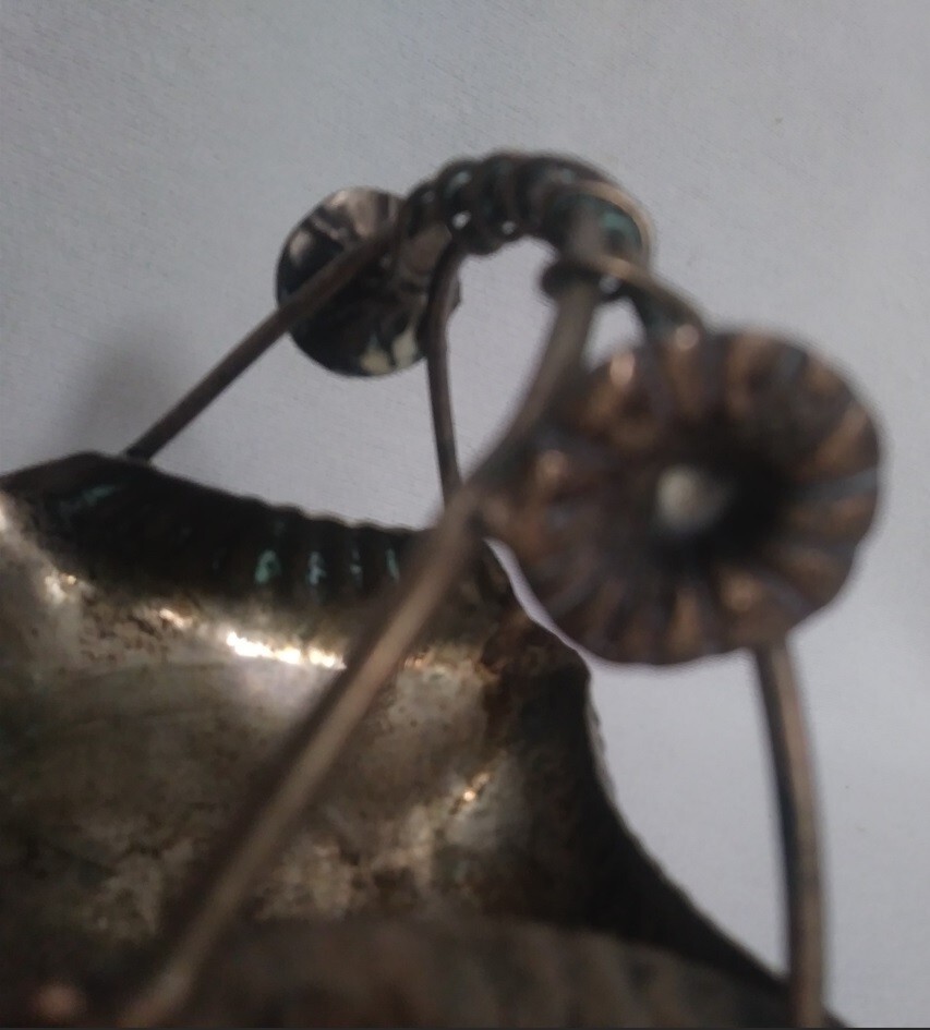 Silver Plated Footed Rectangular Metal Candy Dish 'basket' w/ Floral Handle '40s