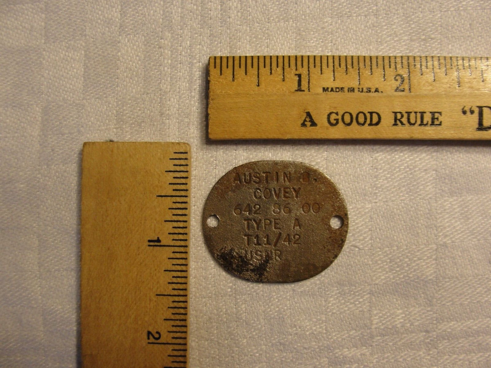 WWII USNR OVAL DOG TAG FINGER PRINT T11/42