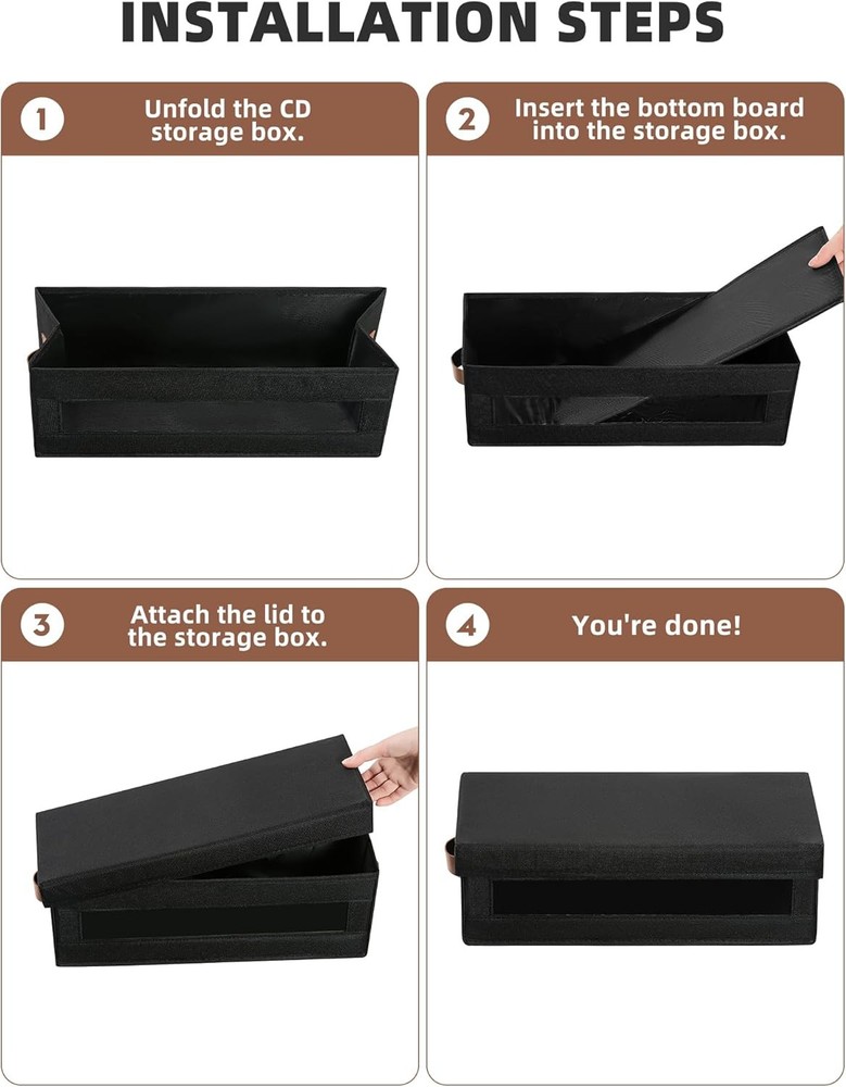 6 Packs CD Storage Box W/ Visible Window Stackable CD Case Holder W/ Dustproof