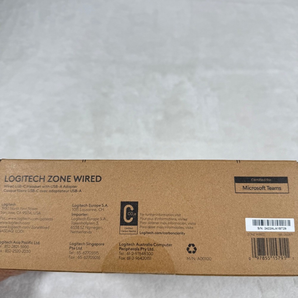 Logitech Zone Wired USB C Headset with USB A Adapter Certified Microsoft Teams