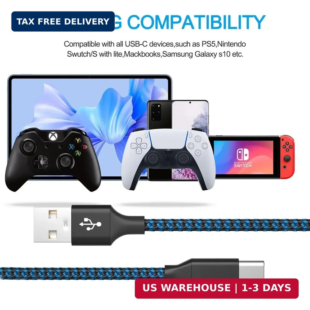 USB C Cable PS5 Controller Charger for Xbox Series X,S Controller,PS5 Charger Ca
