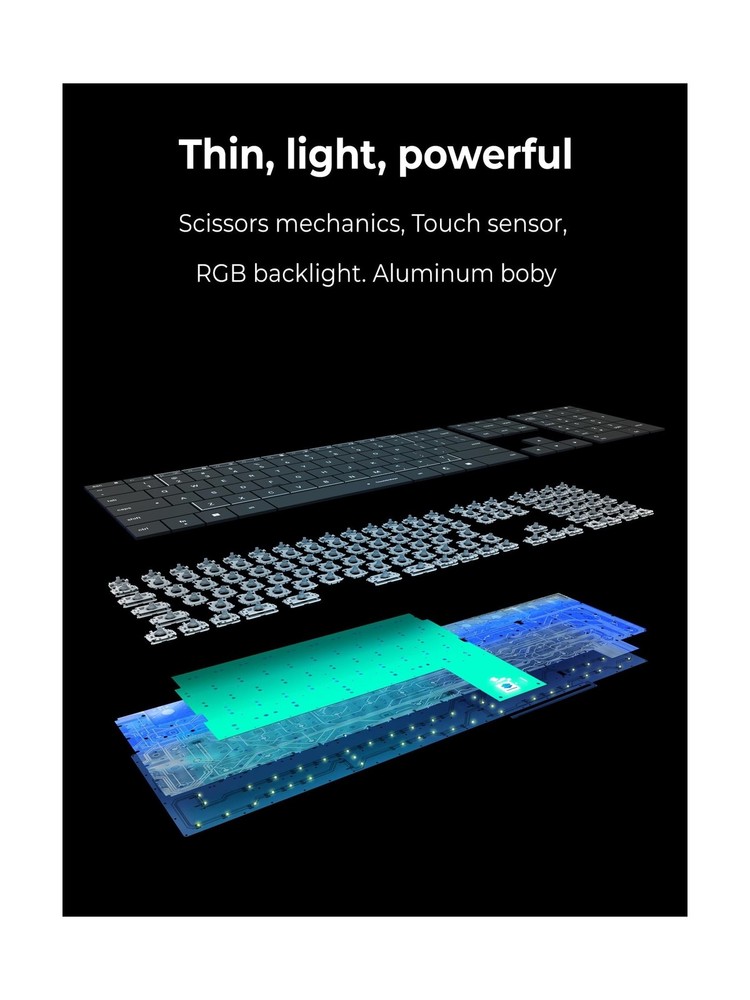 CLVX 1 Wireless Touchpad Keyboard – Bluetooth & USB-C – Low Profile,