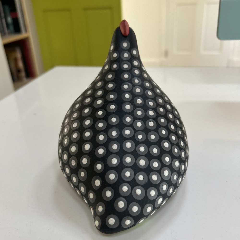 Hand Painted Ceramic Guinea Hen Figurine