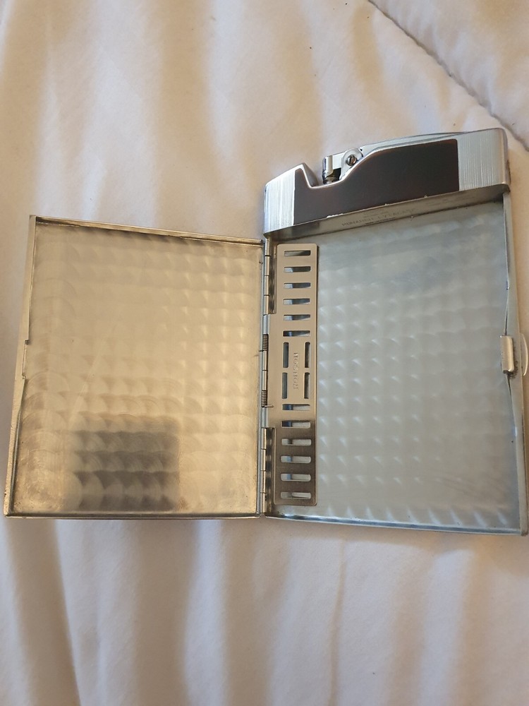 RONSON Mastercase tortoise ENAMEL SILVER CIGARETTE Lighter Case Serviced