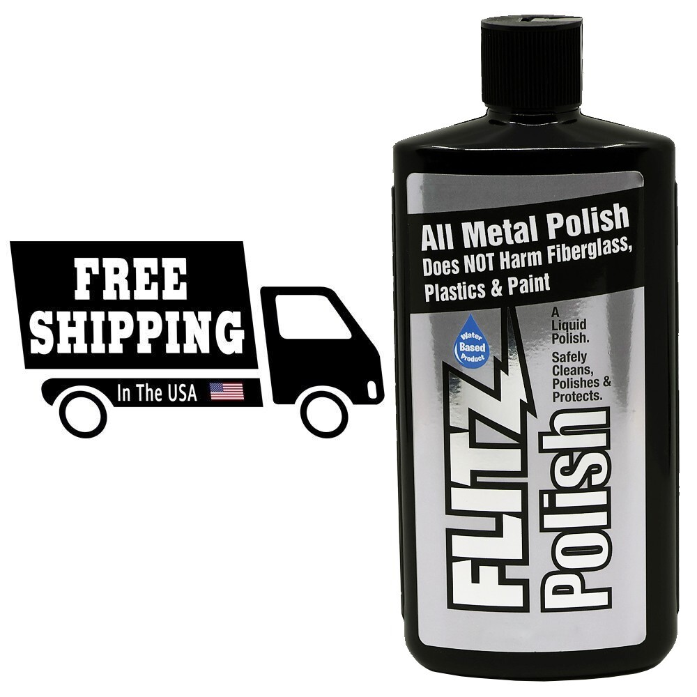 FLITZ Metal, Plastic & Fiberglass Polish 7.6oz/225ml Liquid Formula (SEE VIDEO)