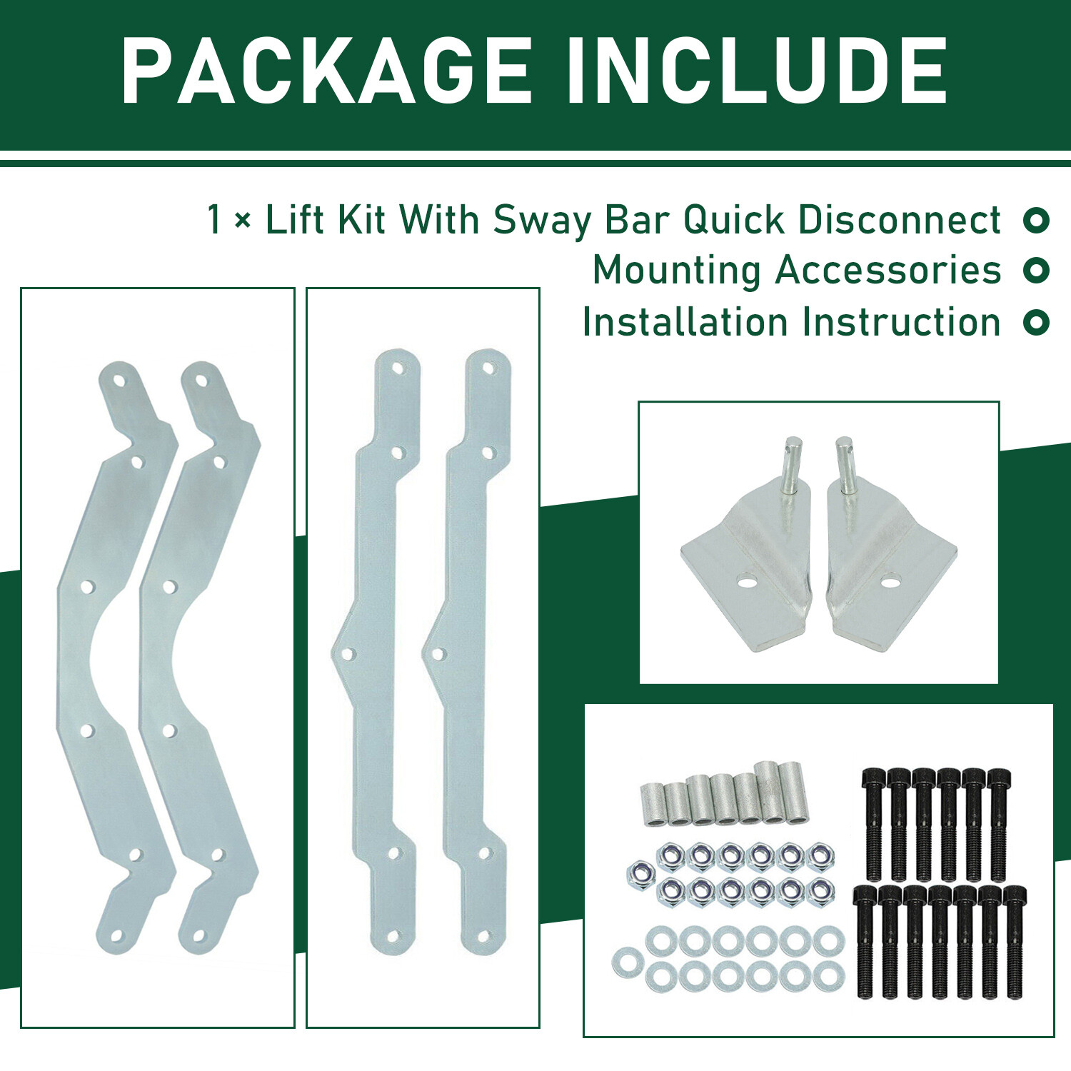 Zinc-Plated 3" Full Lift Kit+Sway Bar Quick Disconnect For Polaris RZR 800 07-14