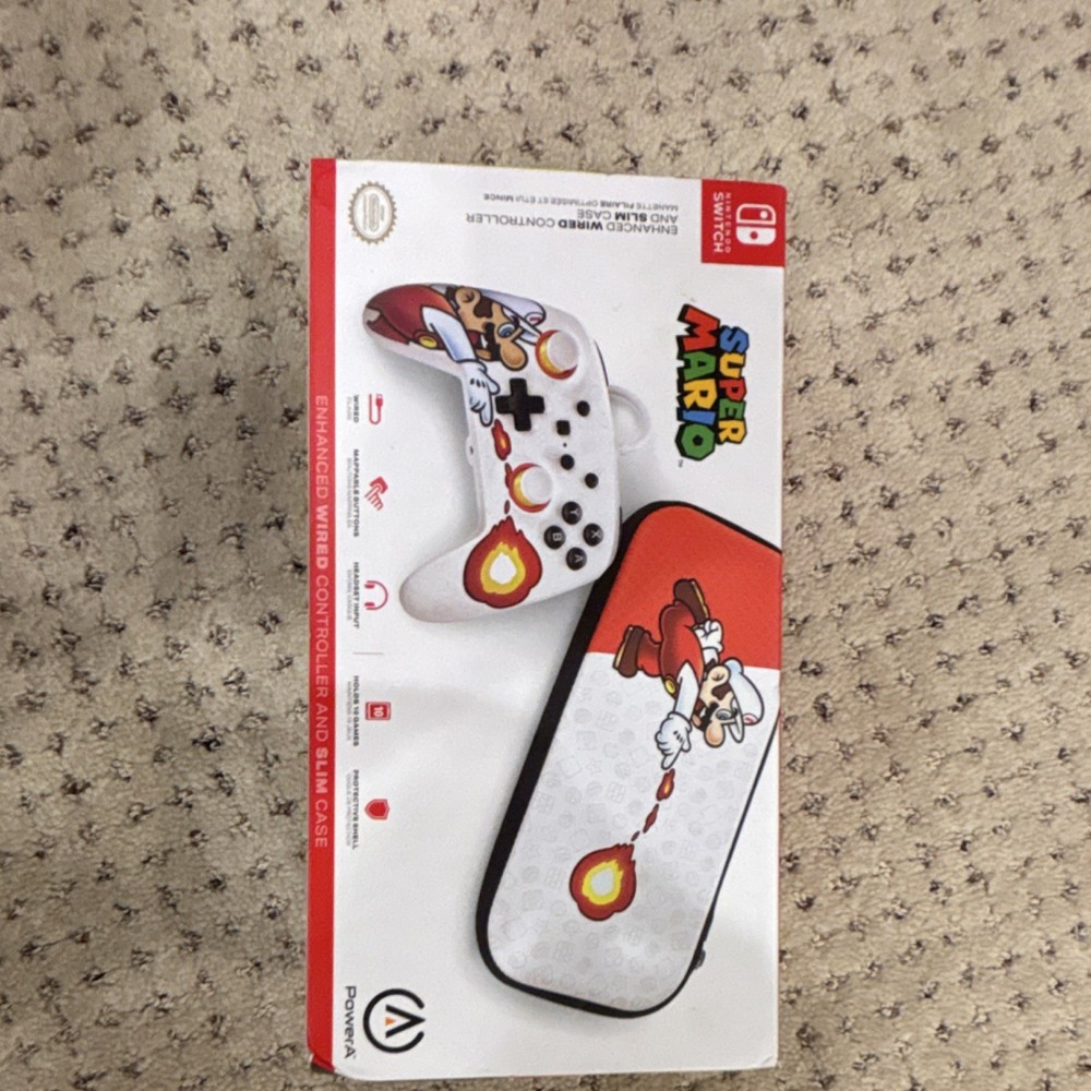 Nintendo Switch Console Joy-Con PowerA Super Mario Controller& Slim Case