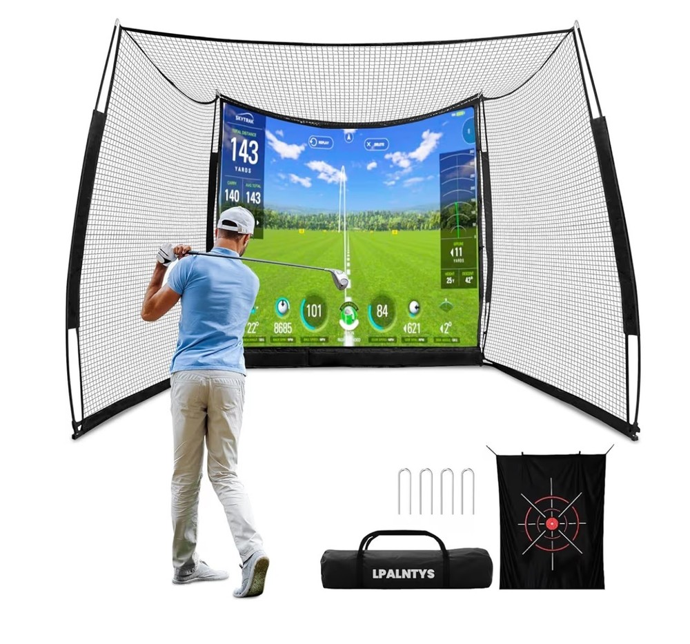 Golf Simulators for Home,11 x8FT Golf Net with Simulator Impact Screen and