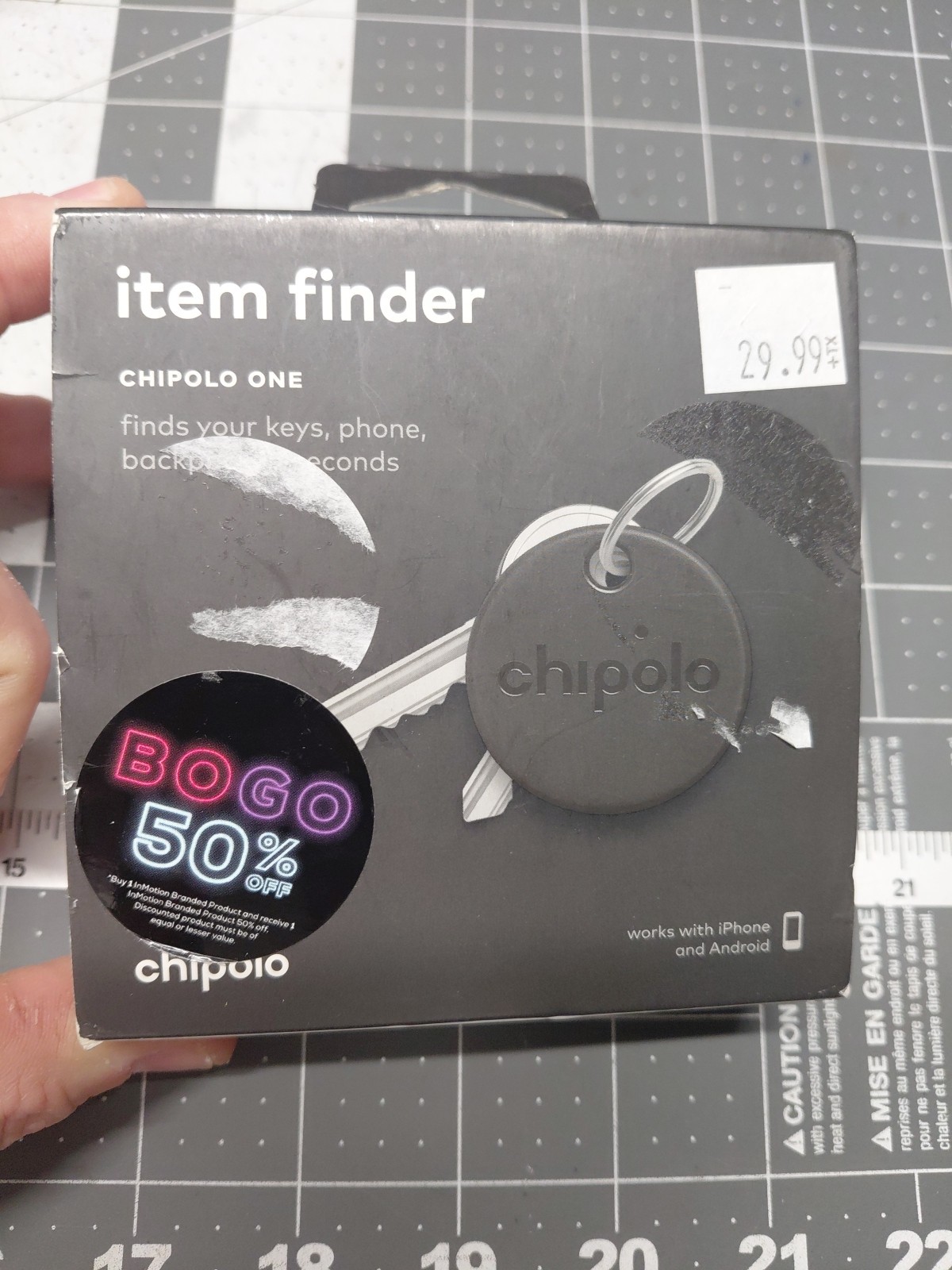 Item Finder Chipolo One Works w/iPhone & Android Black - New in Open Box