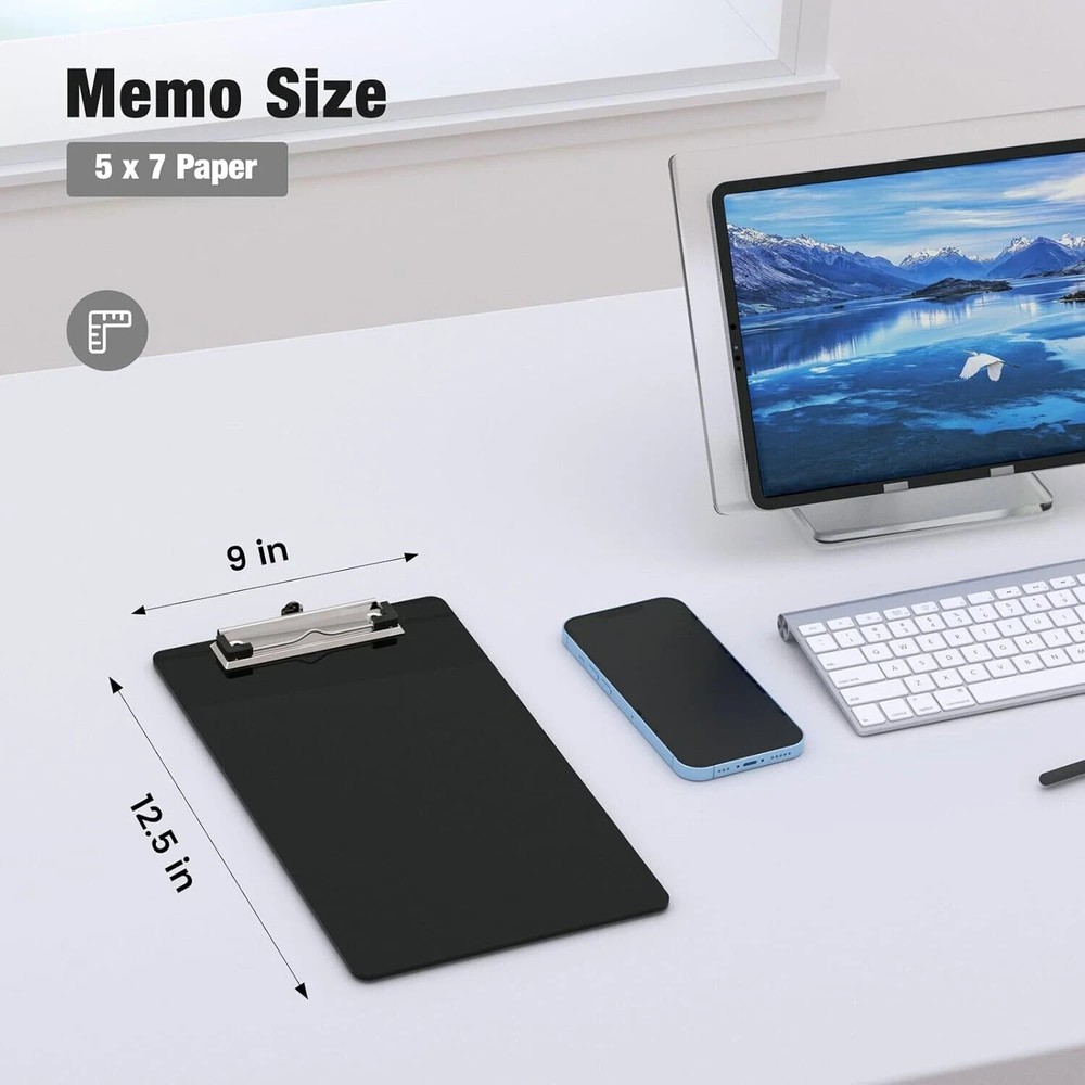 Small Clipboards, A5 Plastic Mini Black Clip Board for Classroom, Students, Kid,