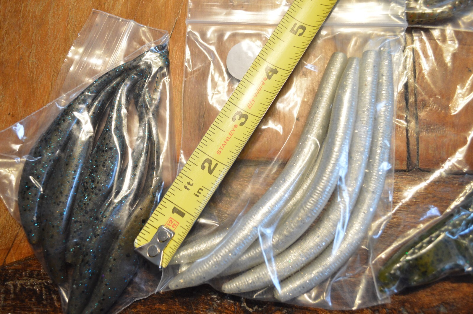 Lot of 5 Large Jig Heads & 5 Pks Of Fishing Lure Worm Plastics,Pumpkin Seed