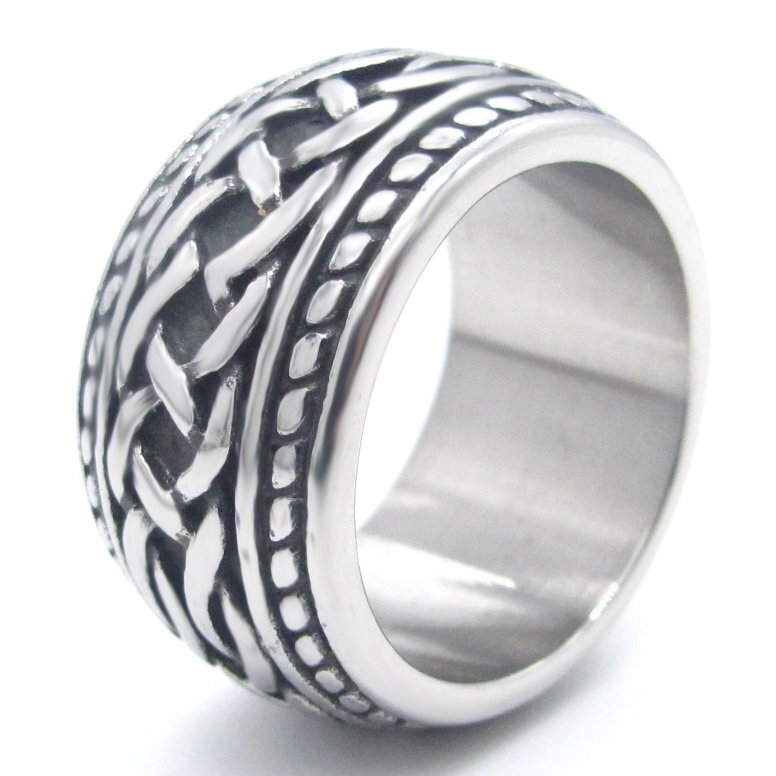 MENDEL Mens Irish Celtic Love Infinity Knot Ring Band Stainless Steel Size 7-15