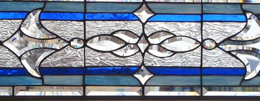 Stained Glass Transom window HANGING PANEL 36 X 11 incl hooks