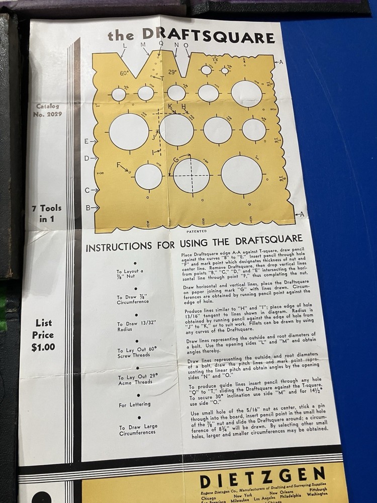 Eugene Dietzgen Vintage Drafting Instruments Set