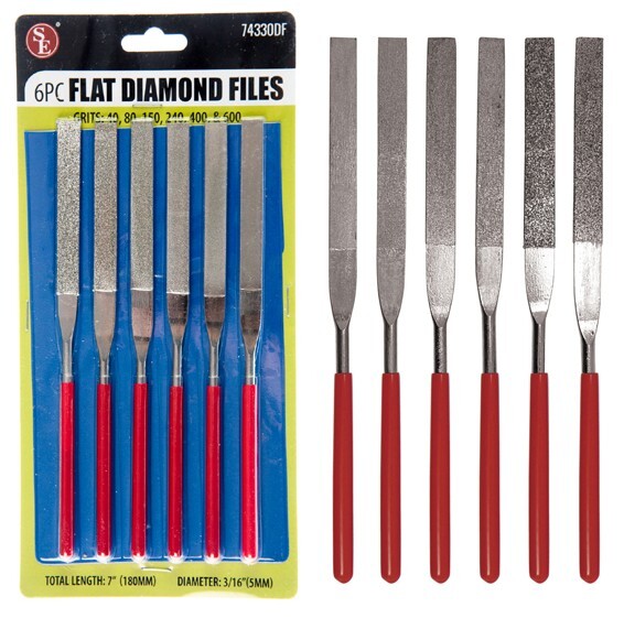 Sona Enterprises 6pc Flat Diamond File Set 7" Length - 74330DF
