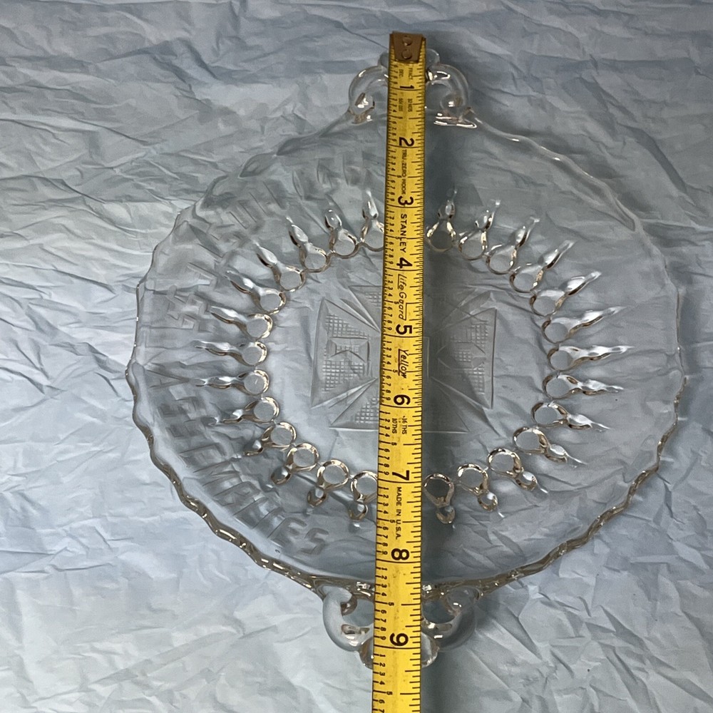 1950 Hostess Assemblies Serving Dish Clear Glass Handle Plate