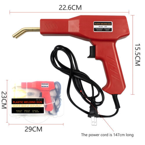 Plastic Welder Car Bumper Repair Kit Hot Stapler Welding Gun Tool w/ 600 Staples