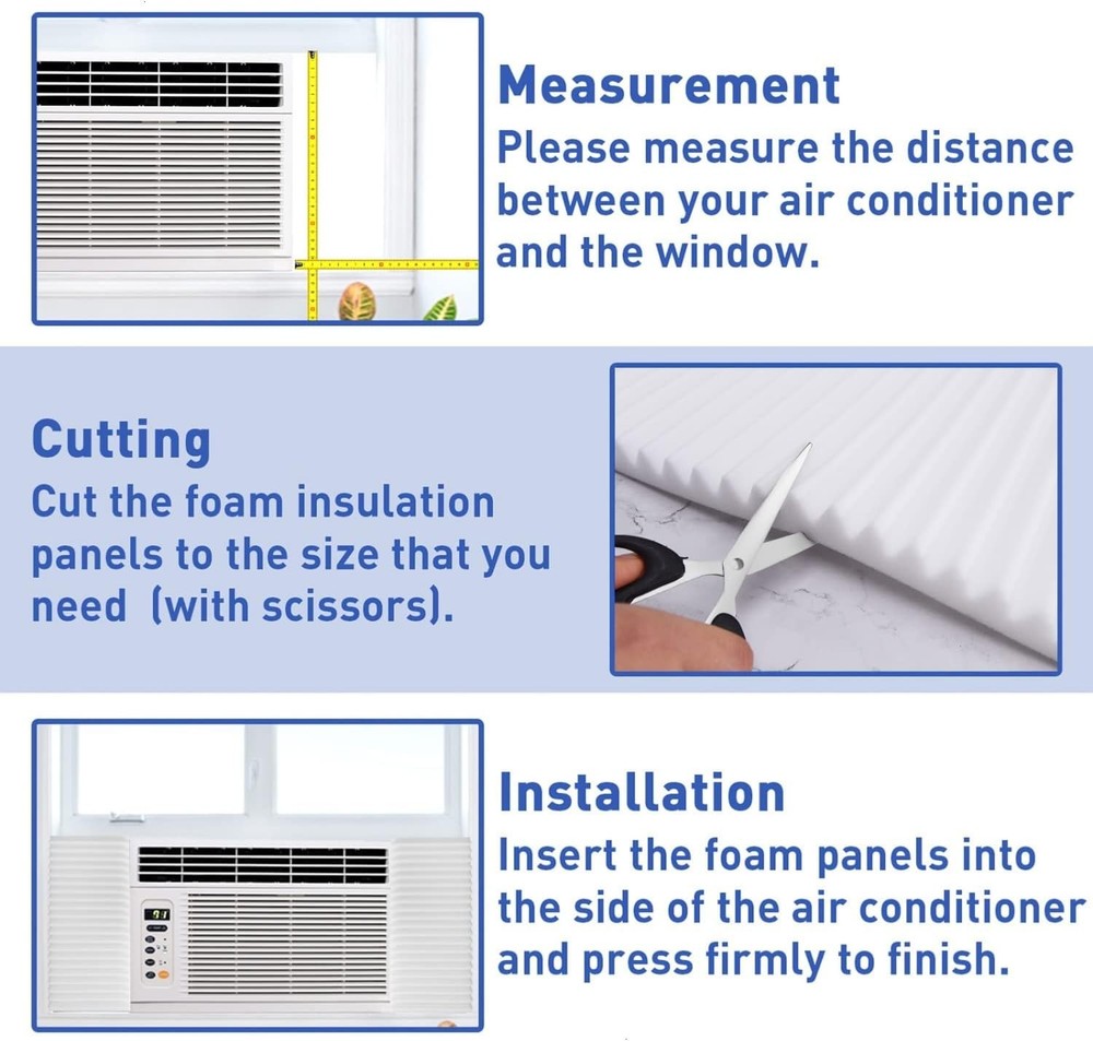Window AC Insulated Side Panel Kit – 2-Pack with Pressure Strips (White)