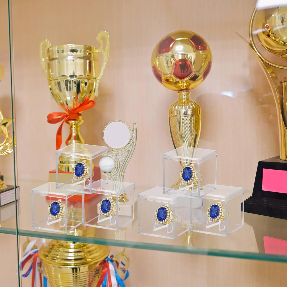6 Pack Championship Ring Display Case Clear Acrylic 6 Pack,