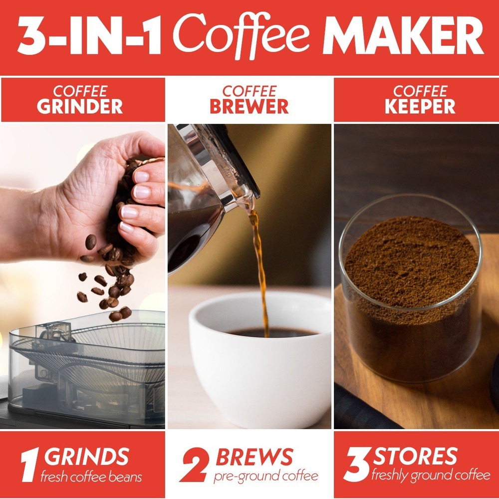 Gourmia 10 Cup Programmable Grind & Brew Coffee Maker with Burr Grinder