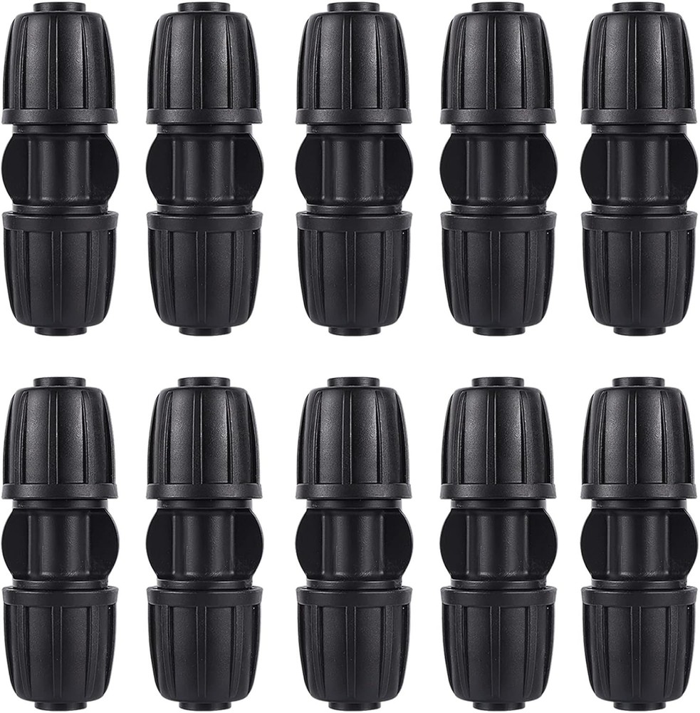 10 Pack 1/2 Inch Plastic Drip Irrigation Coupling Connectors for Garden System