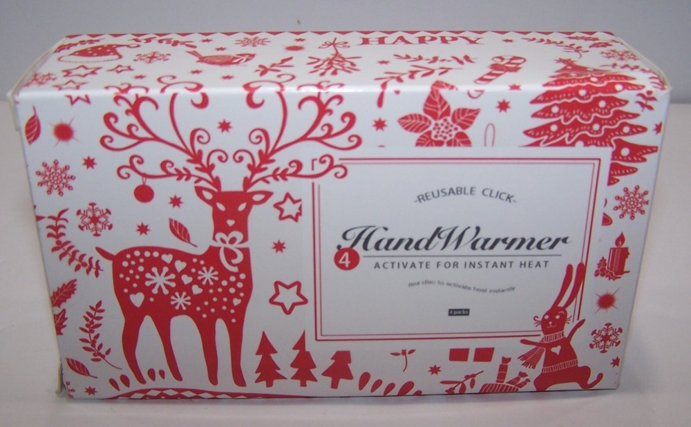 4 Pack Holiday Reusable Handwarmers RED