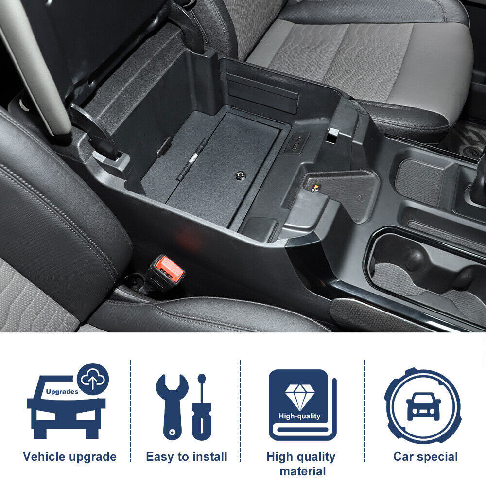 Center Console Vault Safe Box Key Lock Fit For Chevy Silverado GMC Sierra 2022+