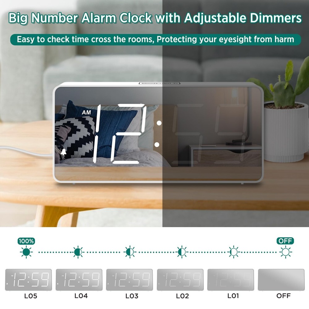 Peakeep Digital Clock, Alarm Clock Battery Backup Powered for Bedrooms – M