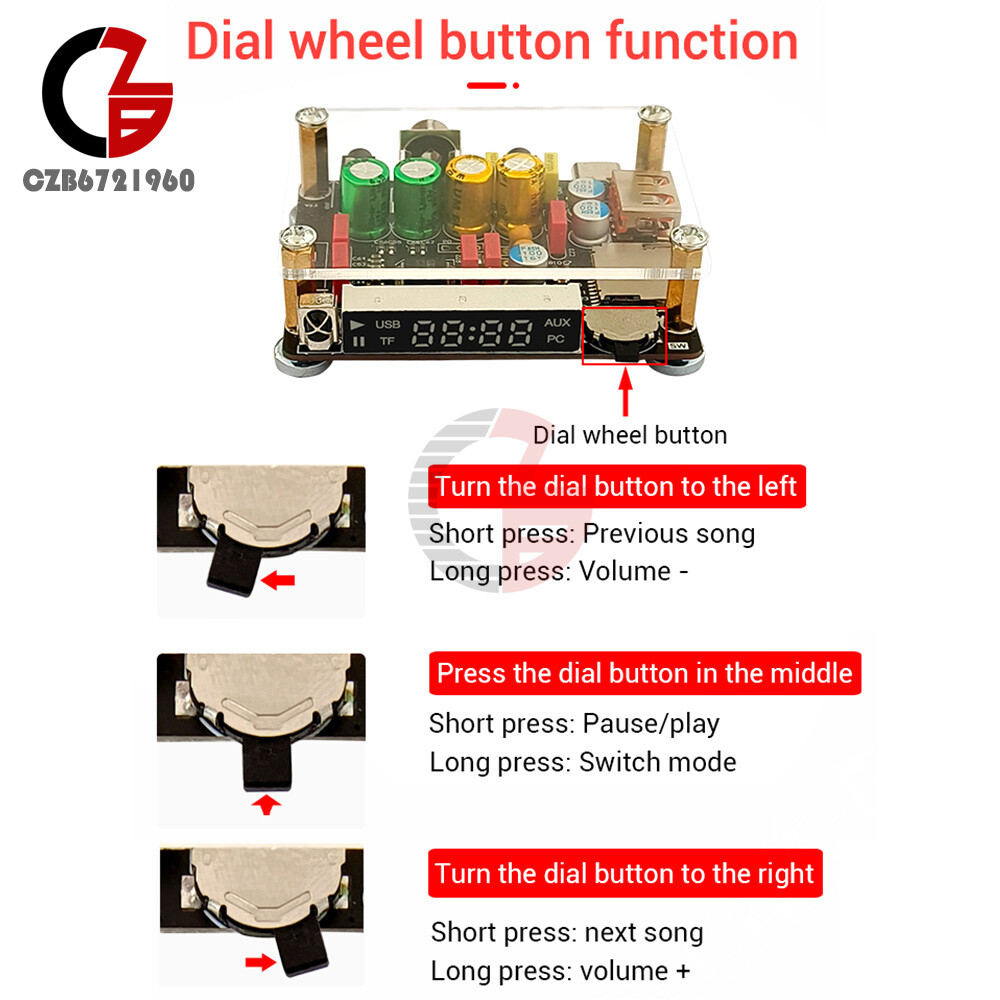 ZK-DAM-K1 Bluetooth U Disk Sound Card TF Decoder Board Front DSP Tuning Type-C