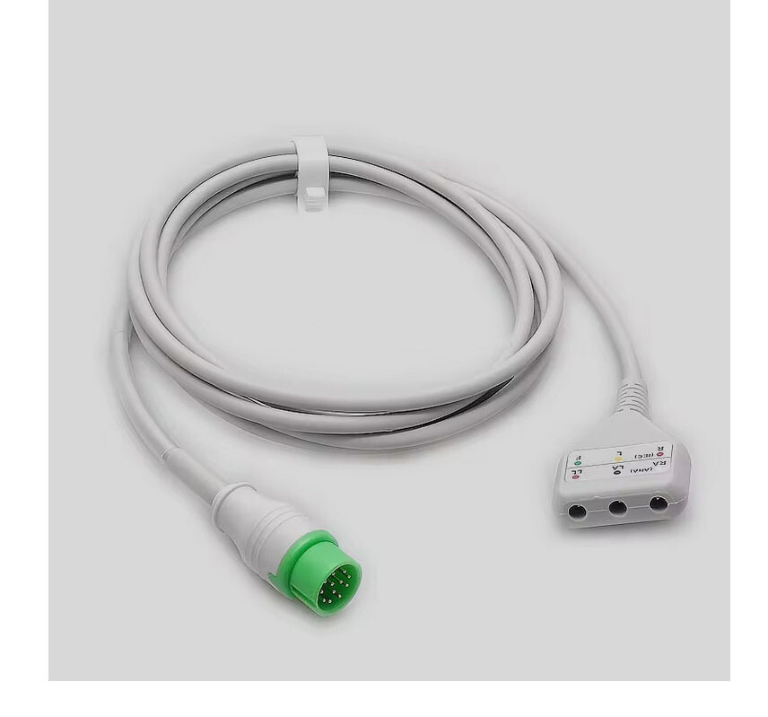 Comen C30 C50 C90 ECG trunk cable 3-lead 12 Pin Compatible Grey Compatible