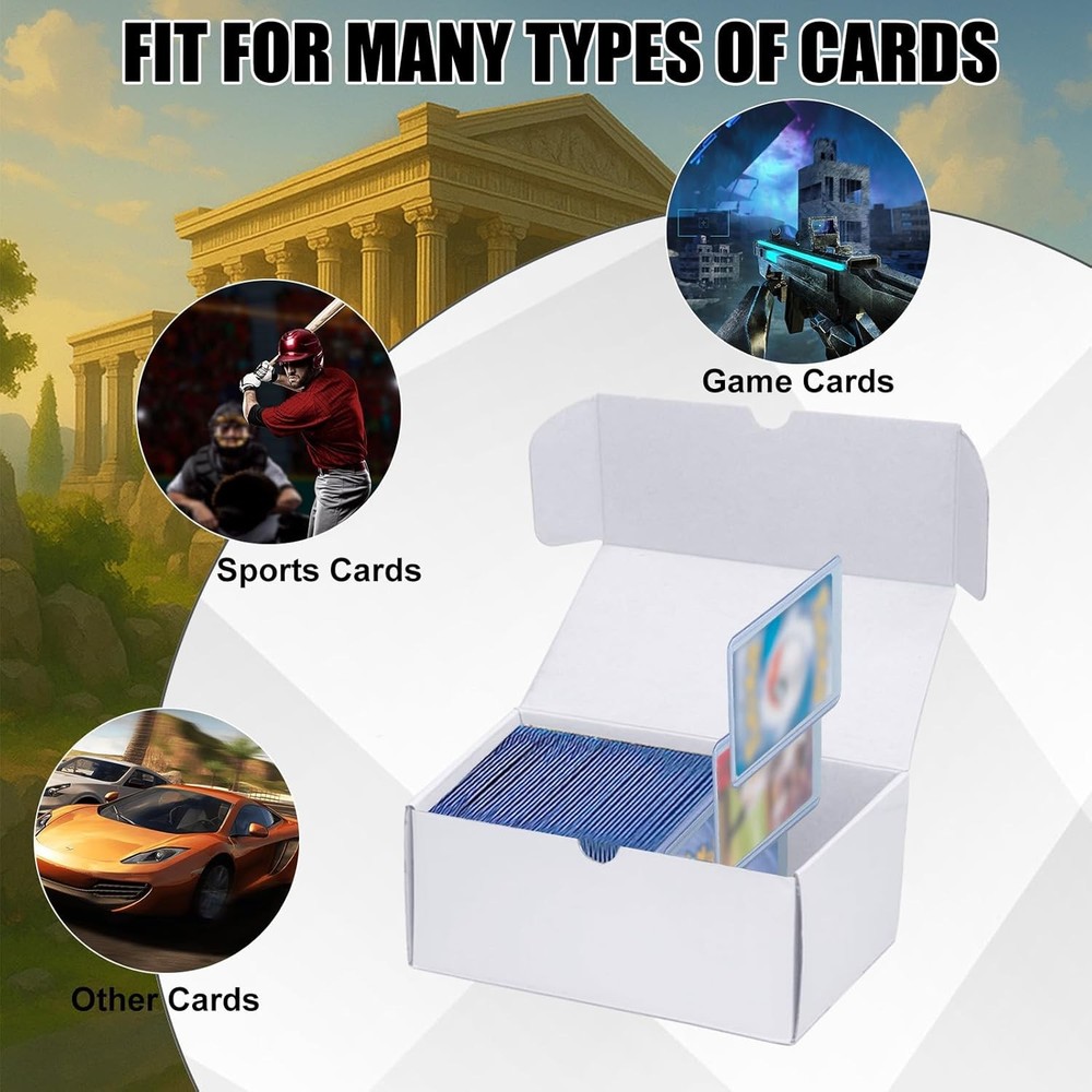 Toploader Trading Card Storage Box, 4-Pack 100 Count White Corrugated Cardboard