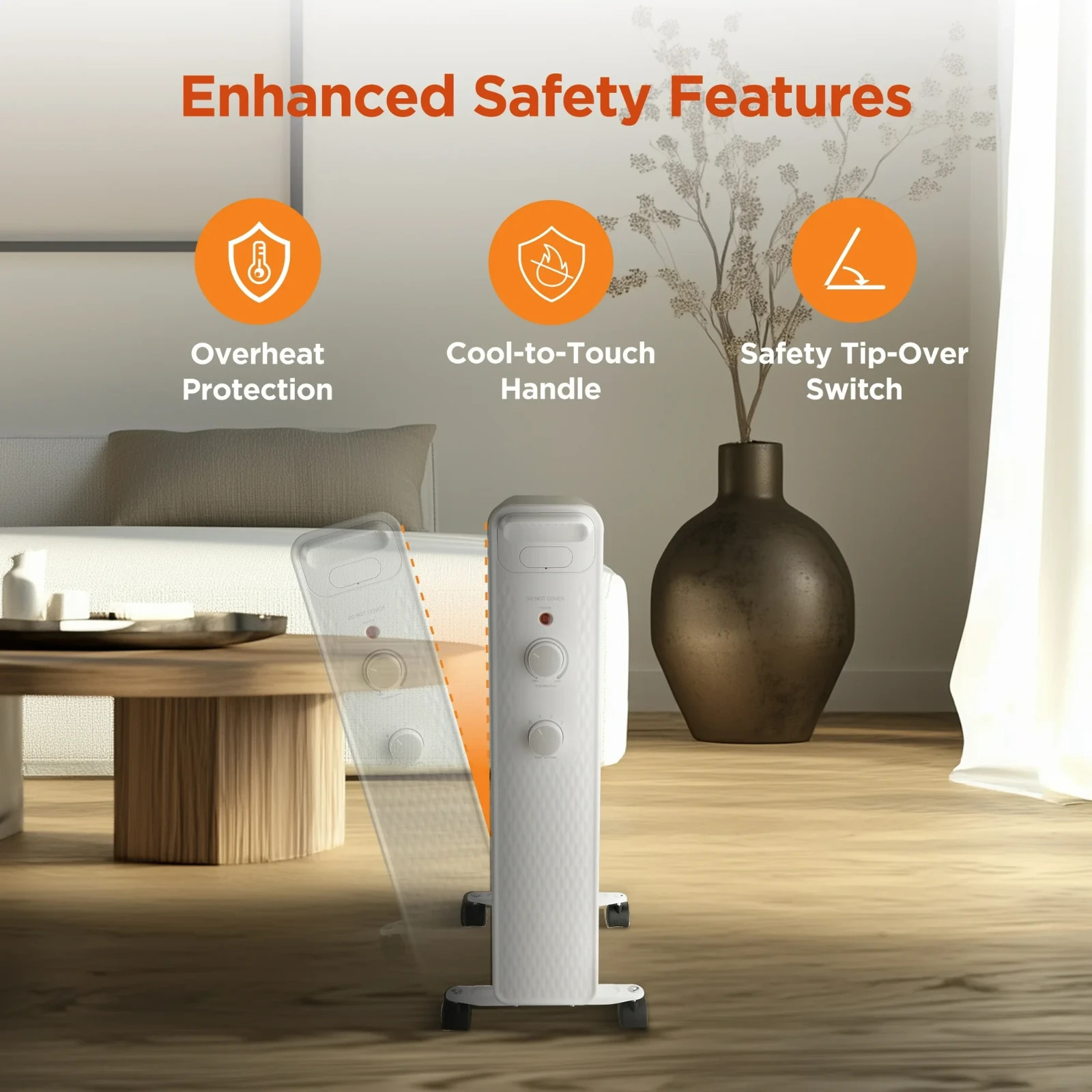 1500W Mainstays Mechanical Oil Filled Electric Radiator Heater White Open Box