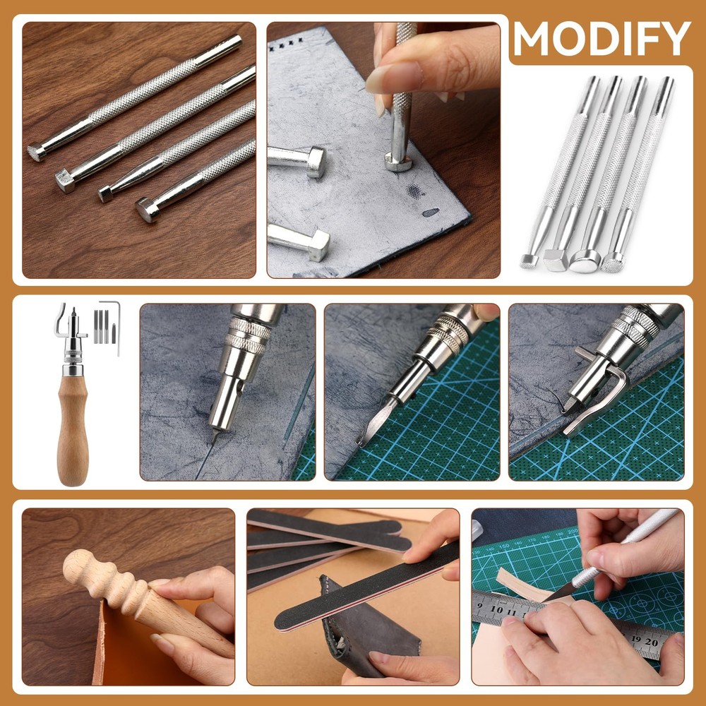 60 Pcs Leather Working Kit, Sewing, Craft Tools & Storage Bag