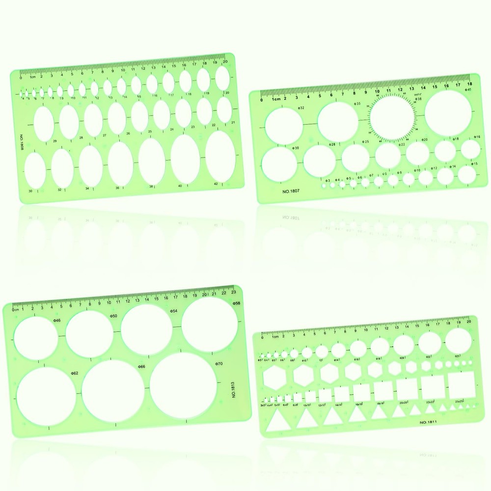 Geometric Drawings Templates, 4 Pcs Circle Shape Stencils Measuring Geometry ...