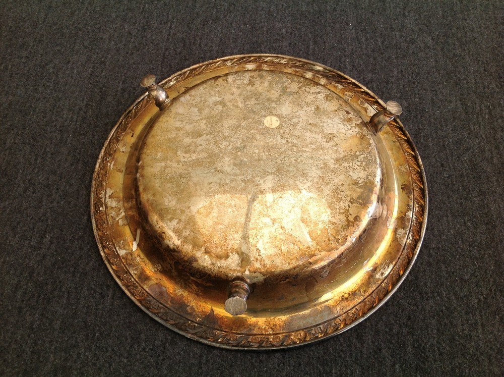 Footed Silverplate Round Serving Tray