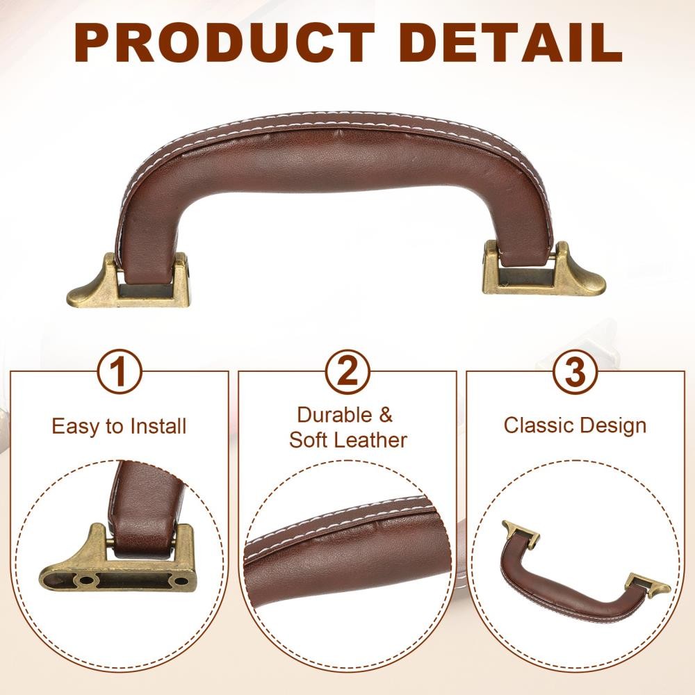 2 Pack PU Leather Replacement Handles For Luggage Cases Storage Boxes Vintage