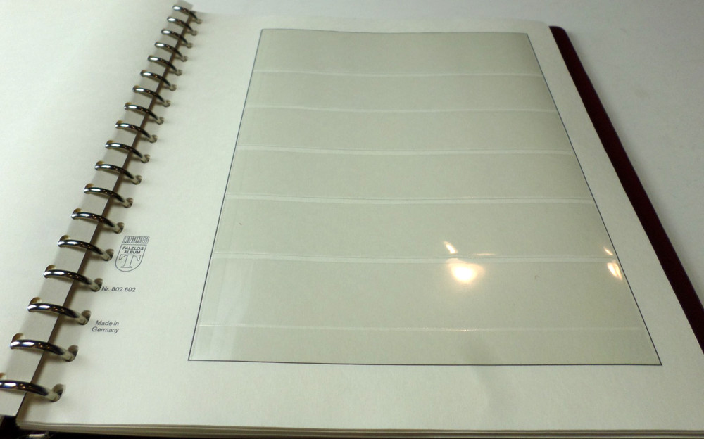 Germany Lindner Red Burgundy 16 Ring GB 35 Pages Hingeless Empty Album NICE