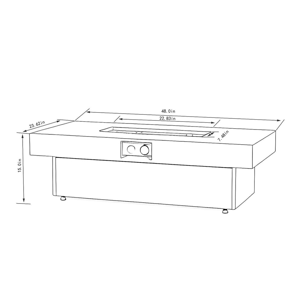Outdoor Firepit Table, 48 x 24 Inch Rectangle Fire Pit Table, 50000 BTU